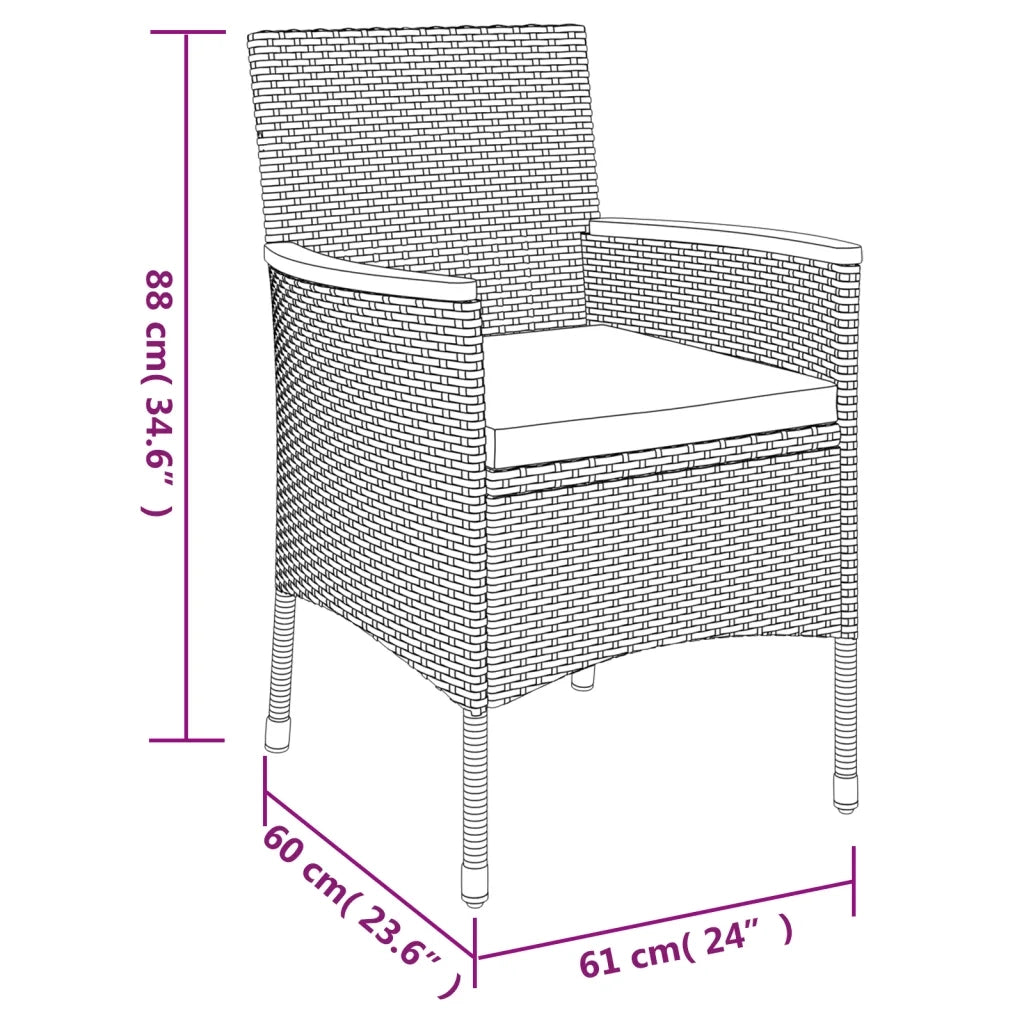 Set da Pranzo da Giardino 7 pz con Cuscini in Polyrattan Grigio