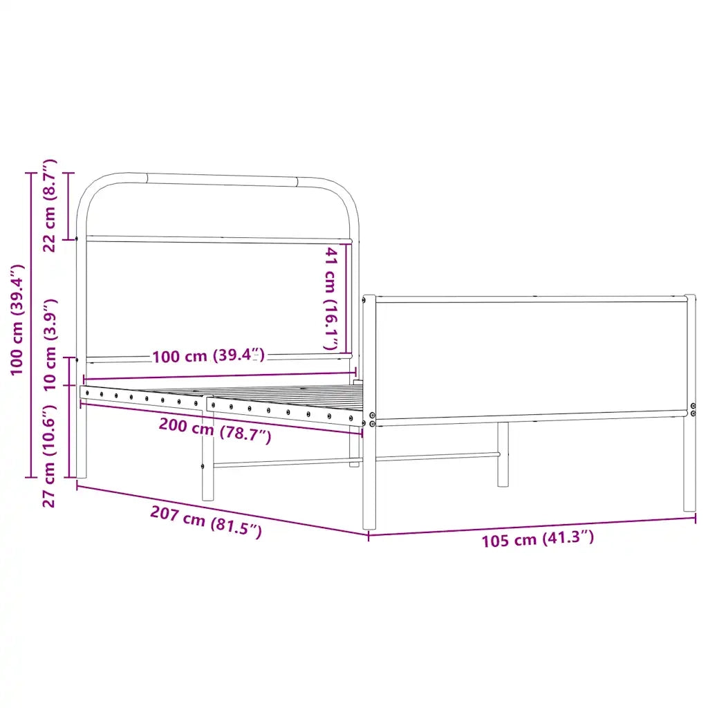 vidaXL Giroletto senza Materasso Rovere Sonoma 100x200cm in Truciolato