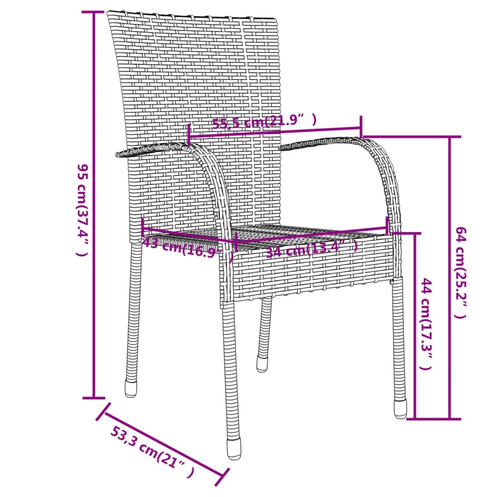 Set Mobili da Pranzo per Giardino 3 pz Polyrattan Nero 3098028