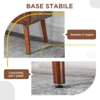 Panca Fondoletto e da Ingresso Imbottita con Rivestimento in PU, 114x38x42cm, Marrone