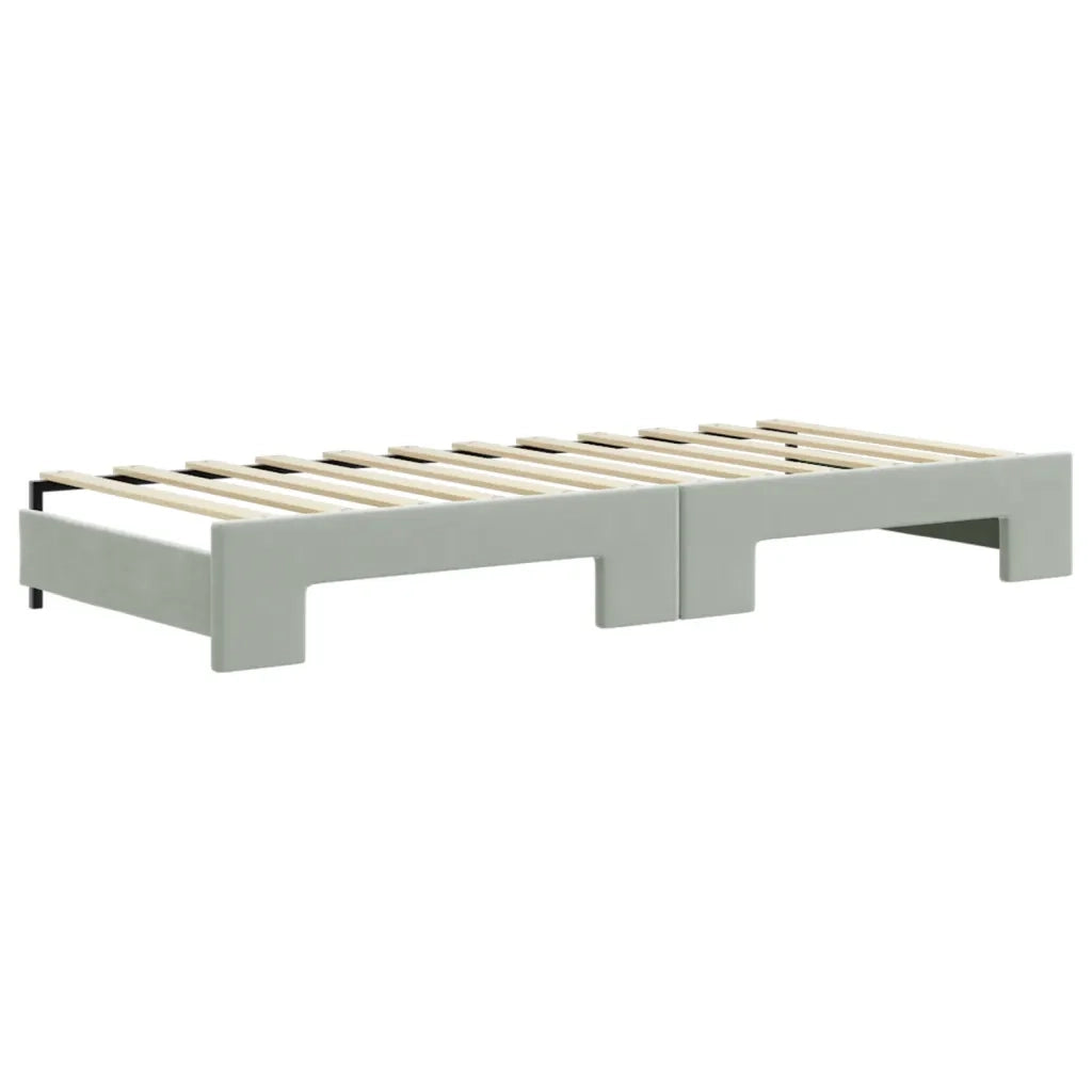 Divano Letto con Letto Estraibile Grigio Chiaro 90x200 Velluto 3197063