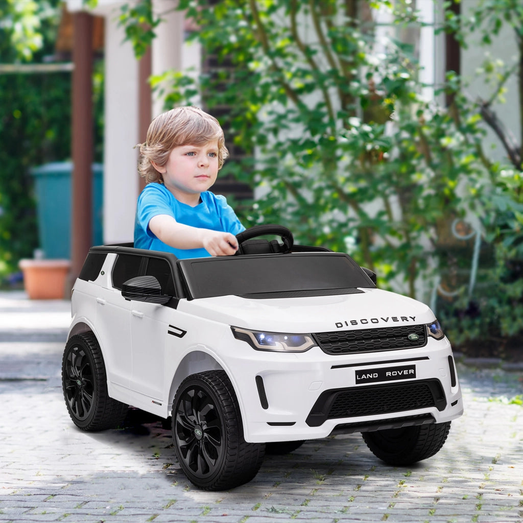 Auto elettrica per bambini Land Rover Discovery Sport ¨C zephmum ¨C Bianco, LED, telecomando, 12V