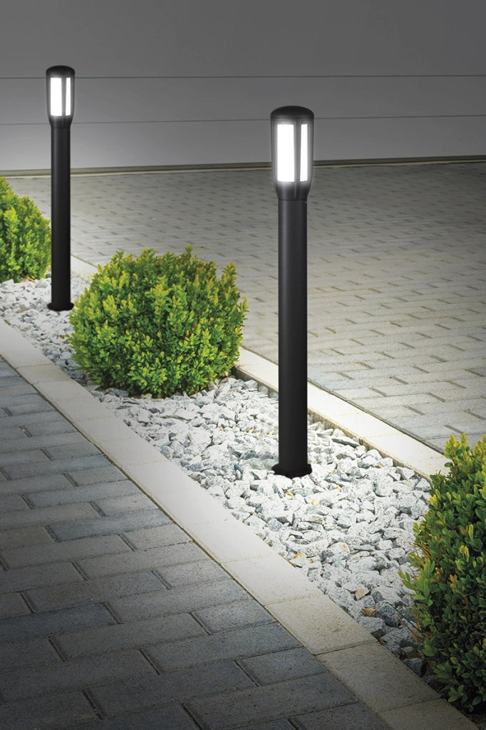 ATLAS Paletto da terra per giardino IP65 - Bollard Antracite con attacco E27 per lampadine LED - Struttura in alluminio pressofuso - Rossini Group