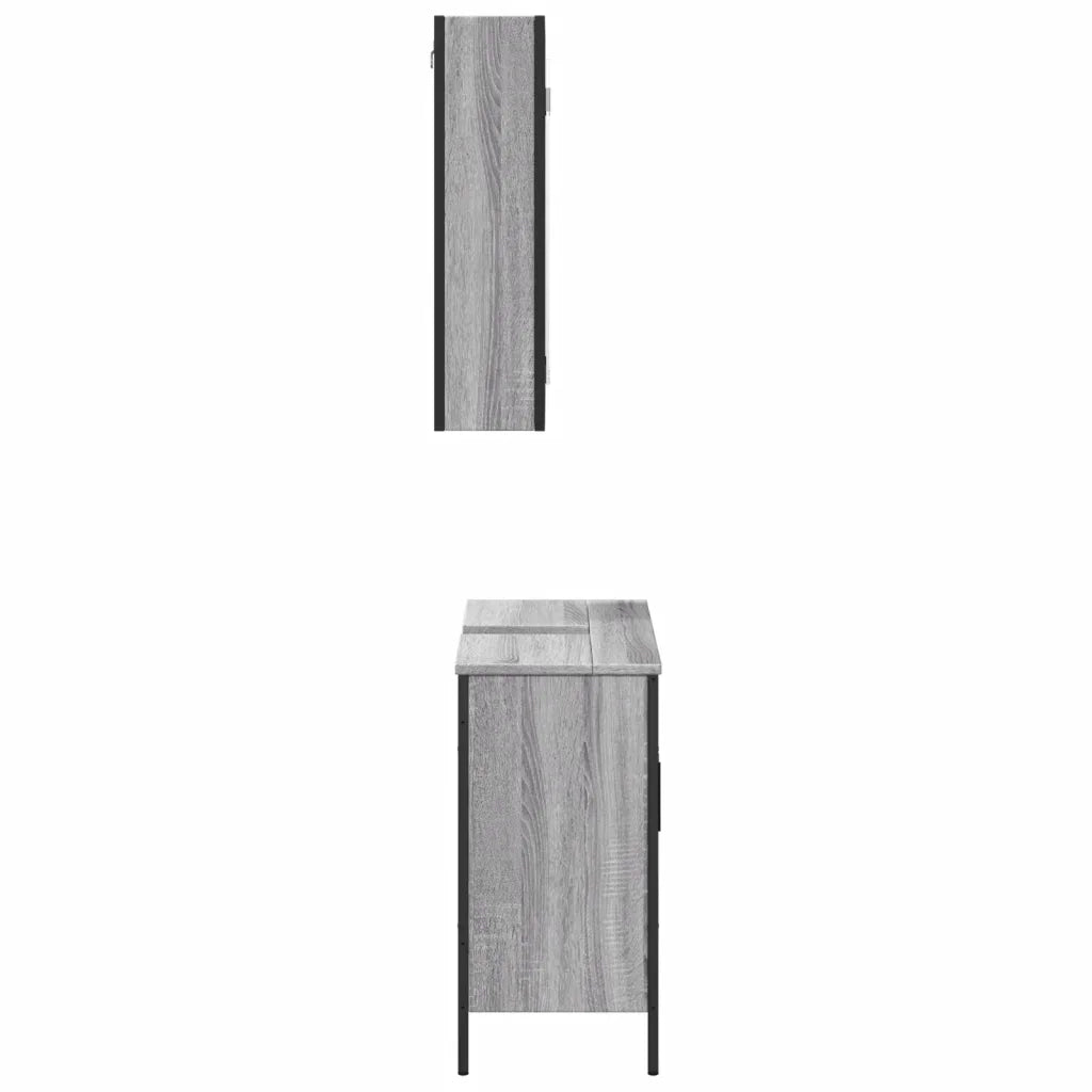 Set Mobili da Bagno | Armadio da bagno 2 pz Grigio Sonoma in Legno Multistrato