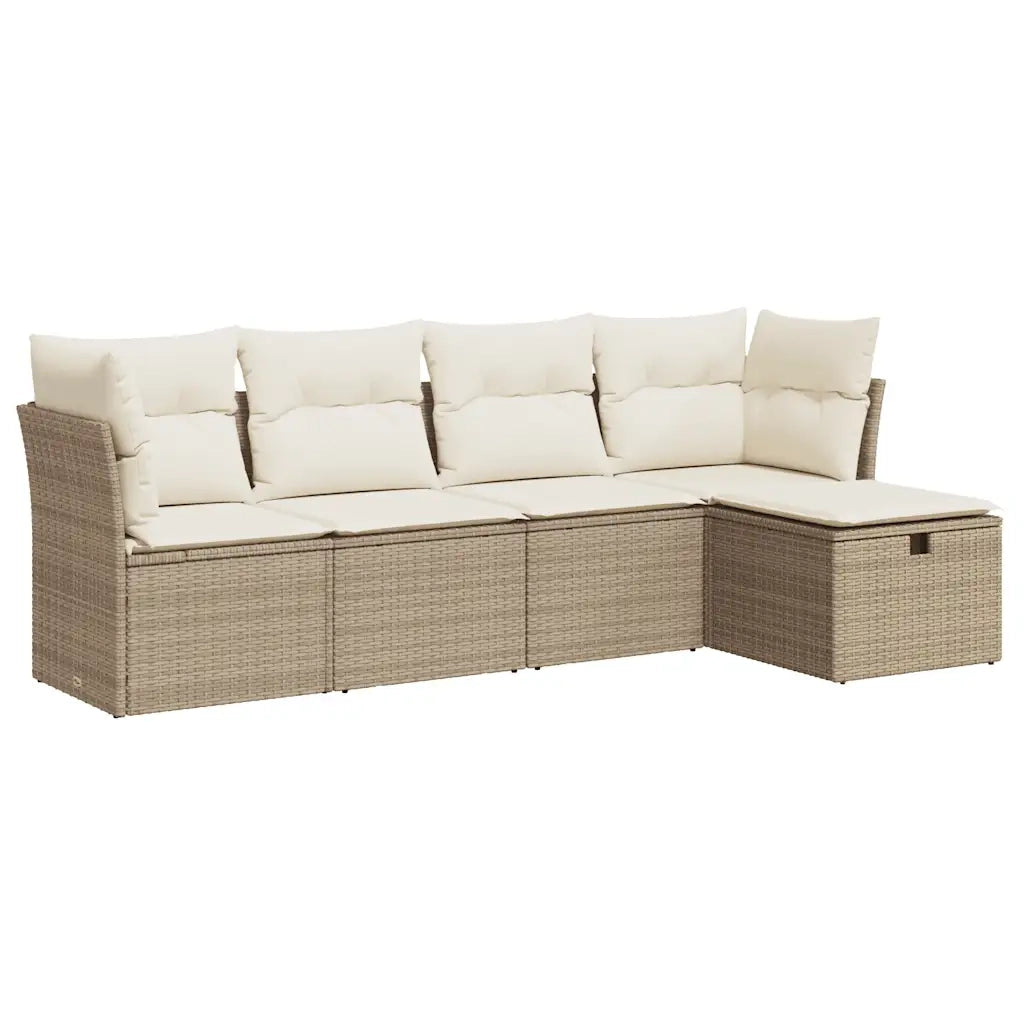 vidaXL Set Divano da Giardino 5 pz con Cuscini Beige in Polyrattan