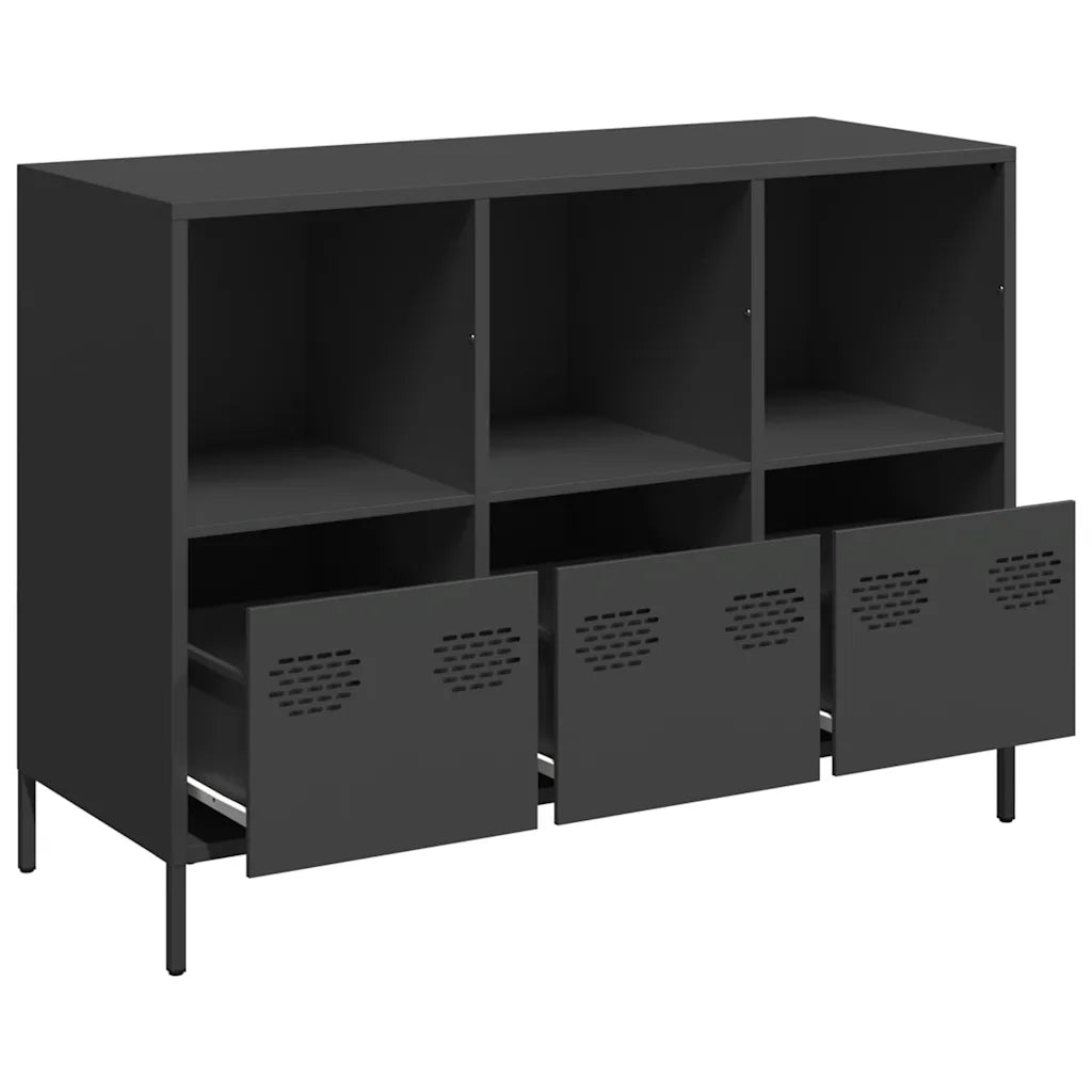 Credenza Nera 101,5x39x73,5 cm in Acciaio Laminato a Freddo 851364