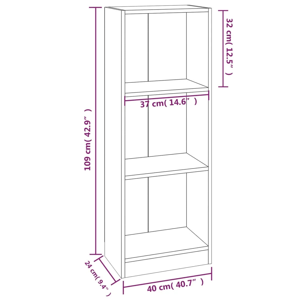 Libreria 3 Ripiani Grigio Sonoma 40x24x109 cm Legno Multistrato 819255