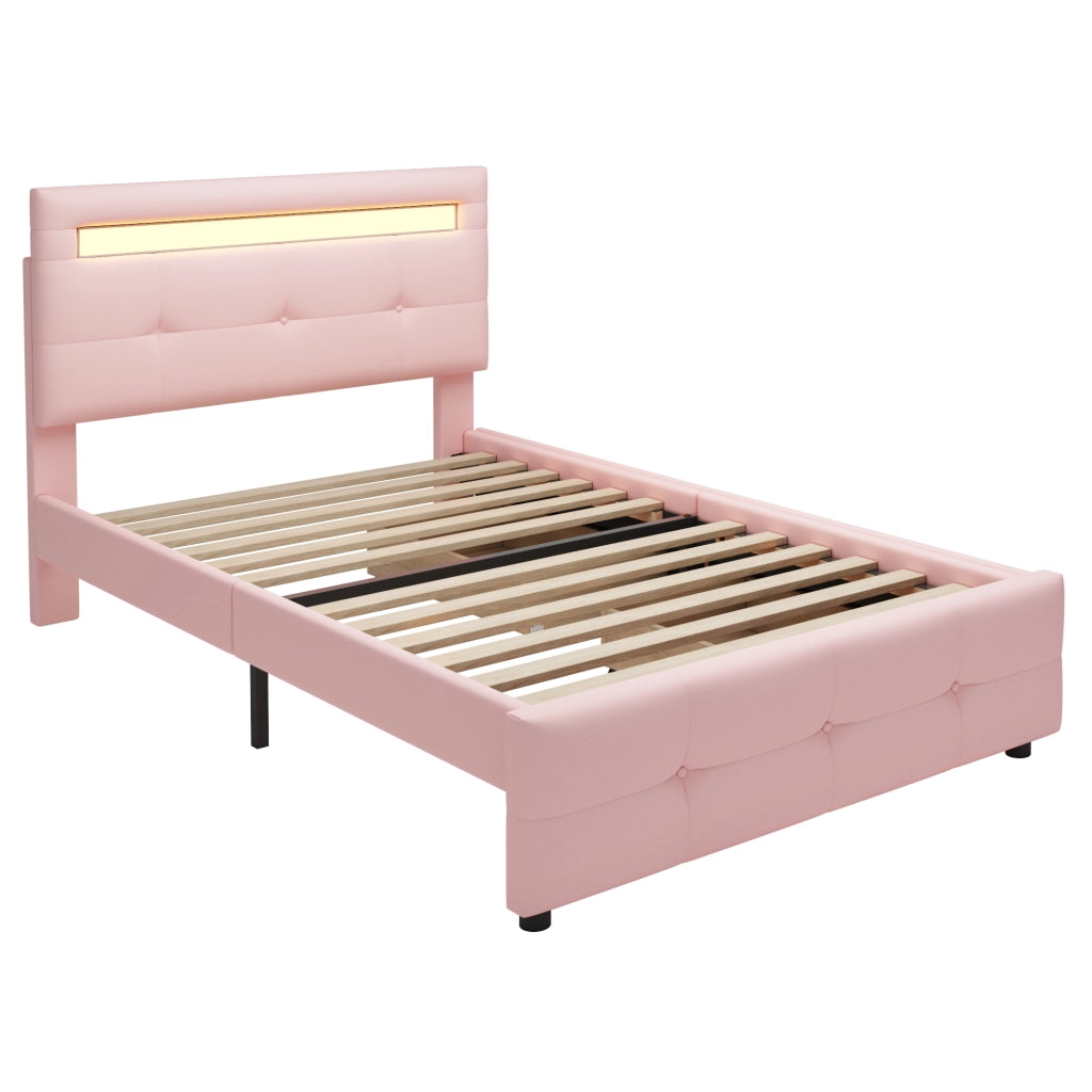 letto imbottito lino rosa 90 x 200 cm
