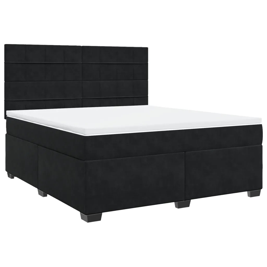 vidaXL Giroletto a Molle con Materasso Nero 180x200 cm in Velluto