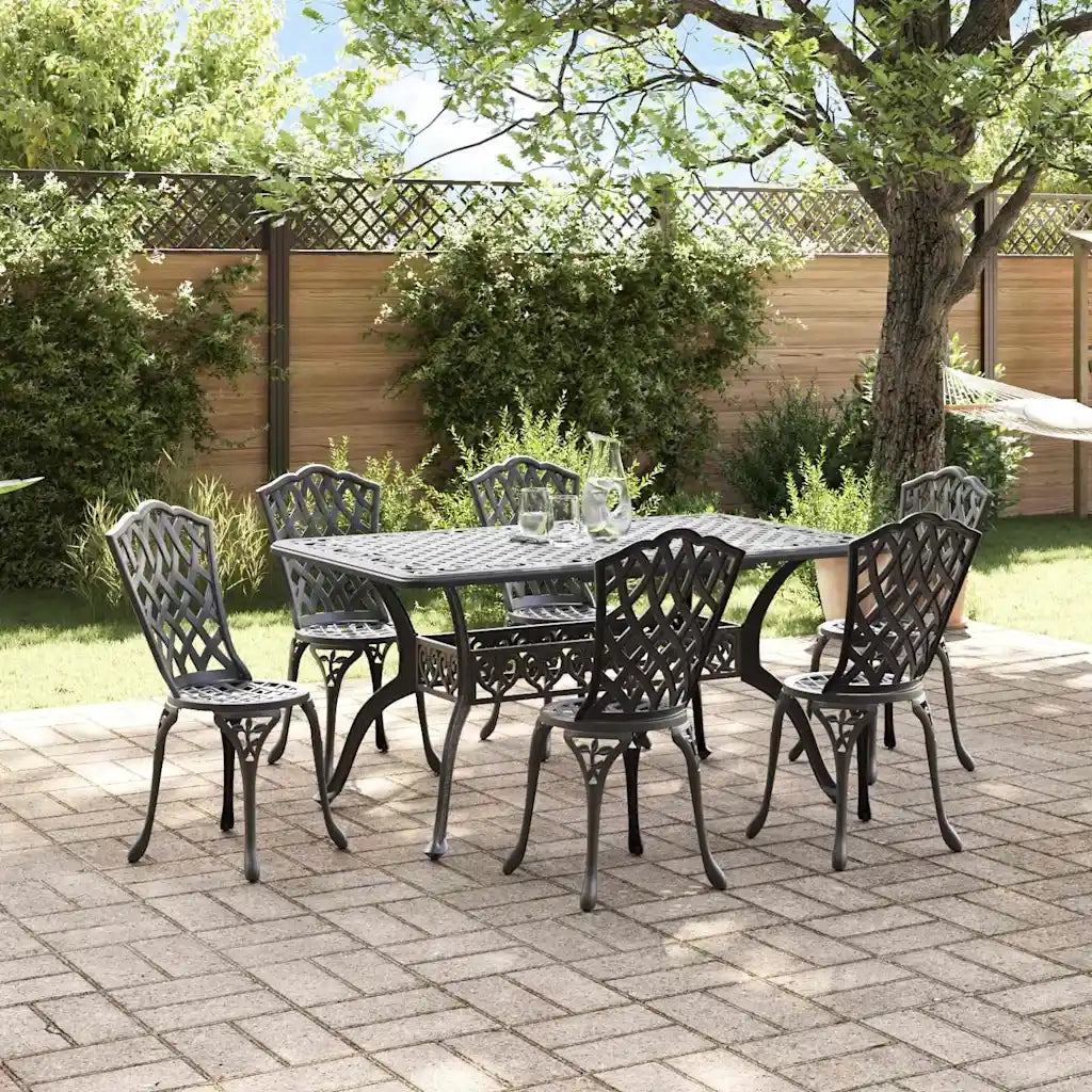 vidaXL Set da Pranzo per Giardino 7 pcs Nero Alluminio