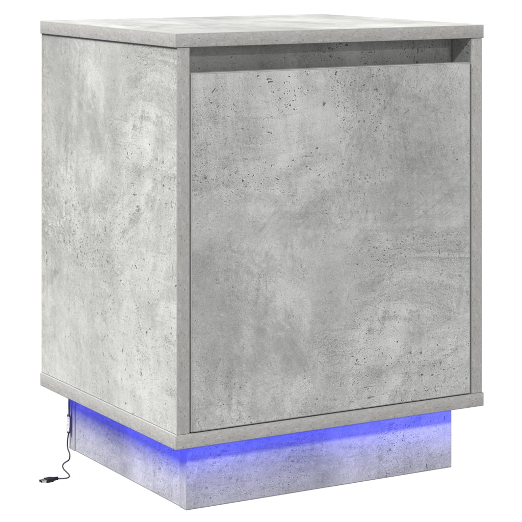 Comodini con Luci LED 2 pcs Grigio Cemento 39x34,5x50 cm