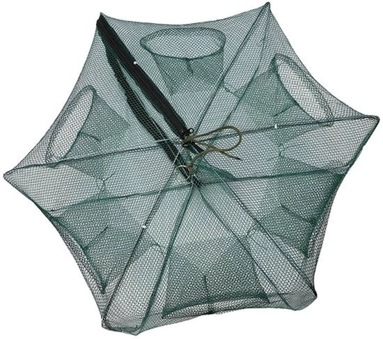 Rete da pesca a rete opzionabile - Nylon - Filtro per granchi - Gamberi - Astice - Facile da utilizzare - Sei aperture - Solido e stabile - Rete da pesca