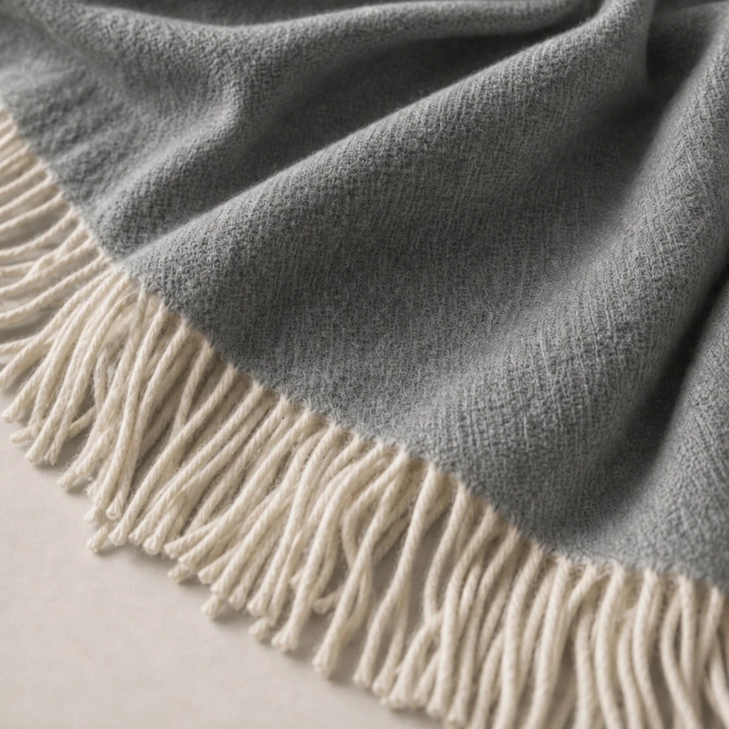 Plaid Living 130x170 cm in Cotone Blend | Coperta Leggera 250 gr/mq per Divano e Letto | Design Elegante e Tessuto Morbido | Grigio Scuro