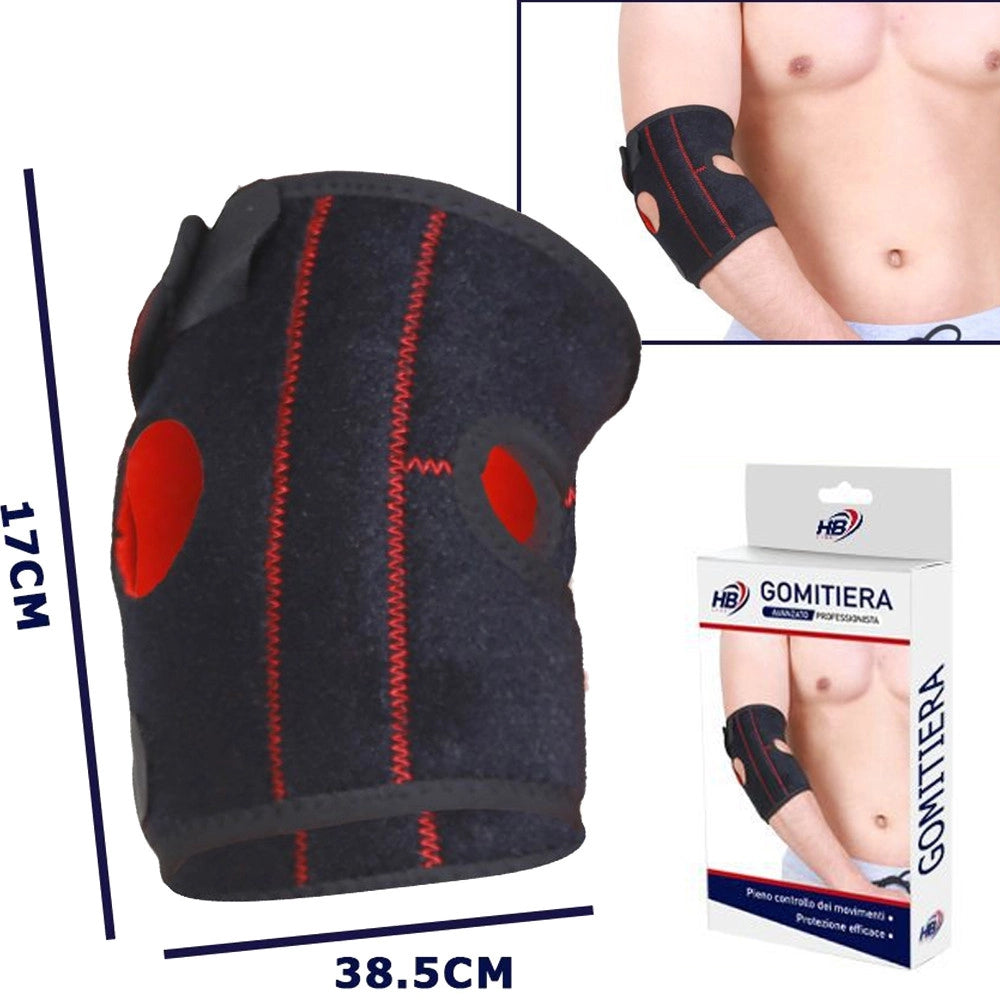 Trade Shop - Coppia Gomitiera Fascia Elastica Supporto Per Gomito Sport Anallergico Rosso -