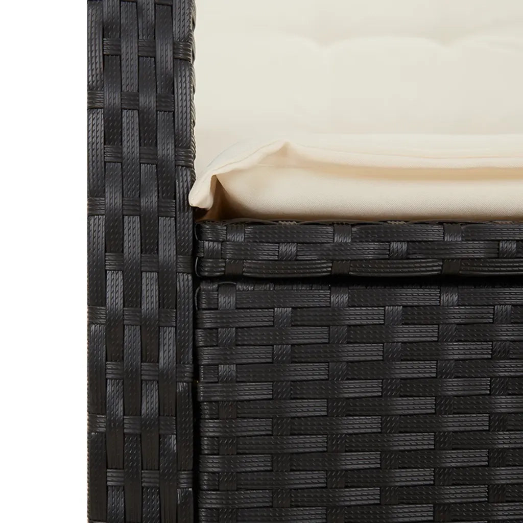 Set da Pranzo da Giardino 9 pz con Cuscini Nero in Polyrattan 3212681