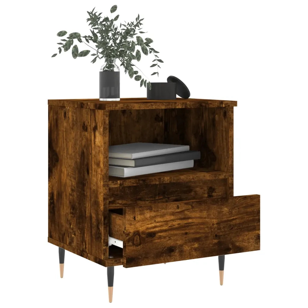 Comodini 2pz Rovere Fumo 40x35x50 cm in Legno Multistrato 830615
