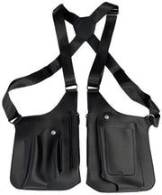 Borsa a spalla doppia con taschini chiusi sotto le braccia, tasca sul petto, fondina, tasca per telefono da giacca, borsa a spalla (nero).
