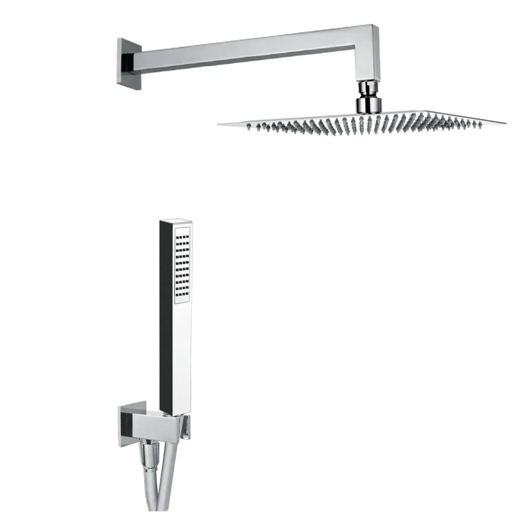 Kit Soffione Doccia Quadrato 20x20 cm in Acciaio Inox Rondò 20