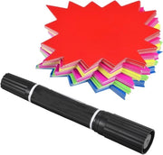 Set di 60 cartelli di vendita Blanco Starburst con strisce adesive nere