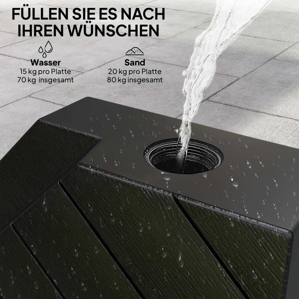 Base per ombrellone riempibile con acqua e sabbia ¨C Xylo ¨C plastica nero 80x80x13 cm