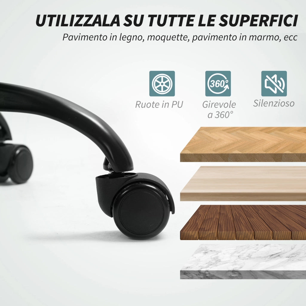 Sedia da Ufficio Ergonomica con Schienale Alto, Altezza Regolabile e Dondolo, Grigio