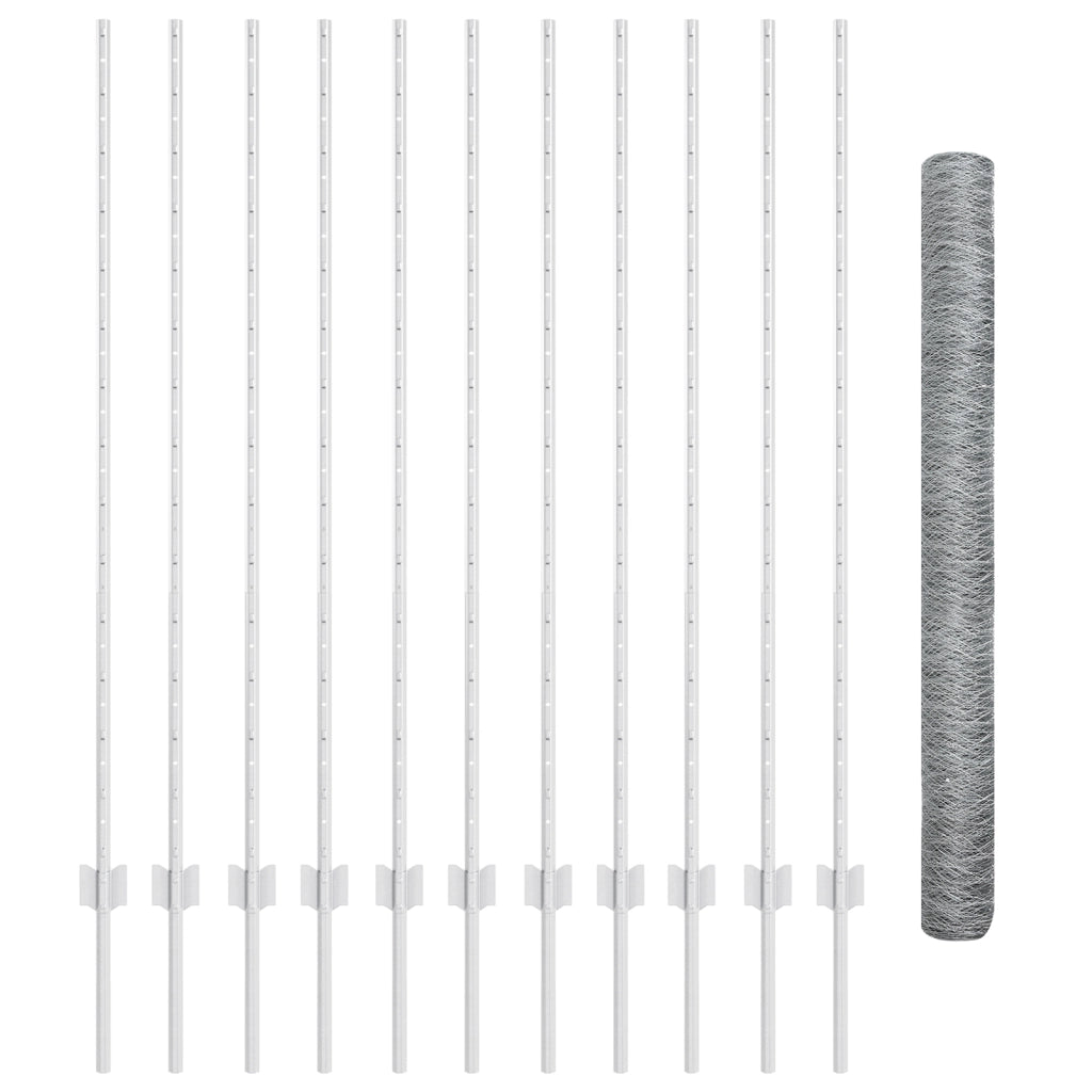Pali per Recinzione  22 pz U-Channel 140 cm Acciaio Zincato