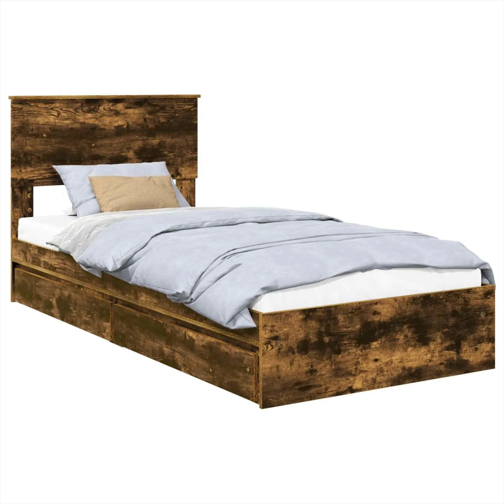 Letto con Contenitore Rovere fumé 90 x 200 cm Legno multistrato