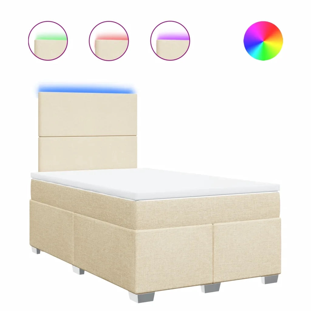 vidaXL Giroletto a Molle con Materasso Crema 120x200 cm in Tessuto