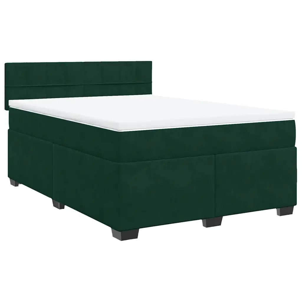 Giroletto a Molle con Materasso Verde Scuro 140x200 cm Velluto
