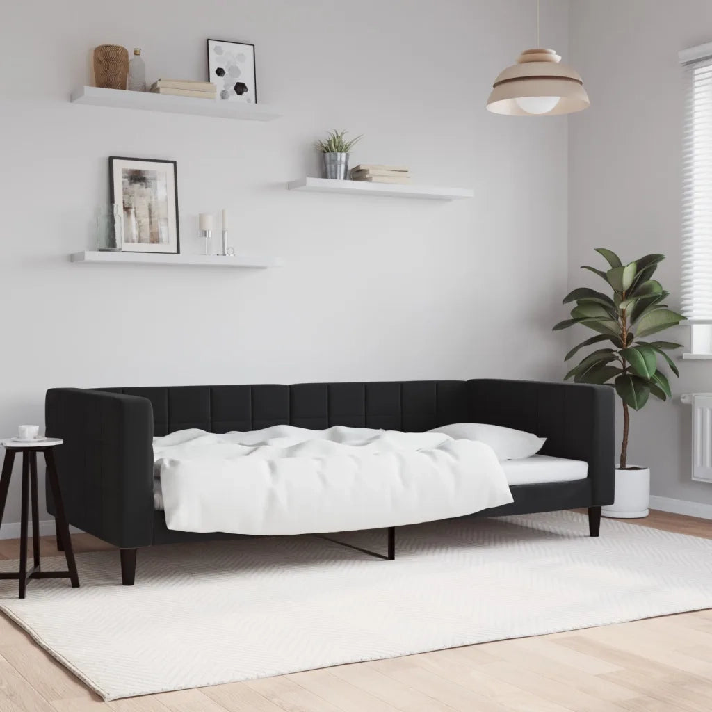 Letto da Giorno Nero 90x190 cm in Velluto