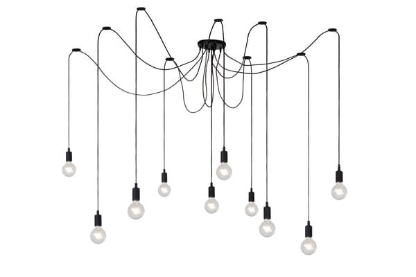 Lampadario Lucide FIX 10xE27 nero Ø150cm H100cm dimmerabile