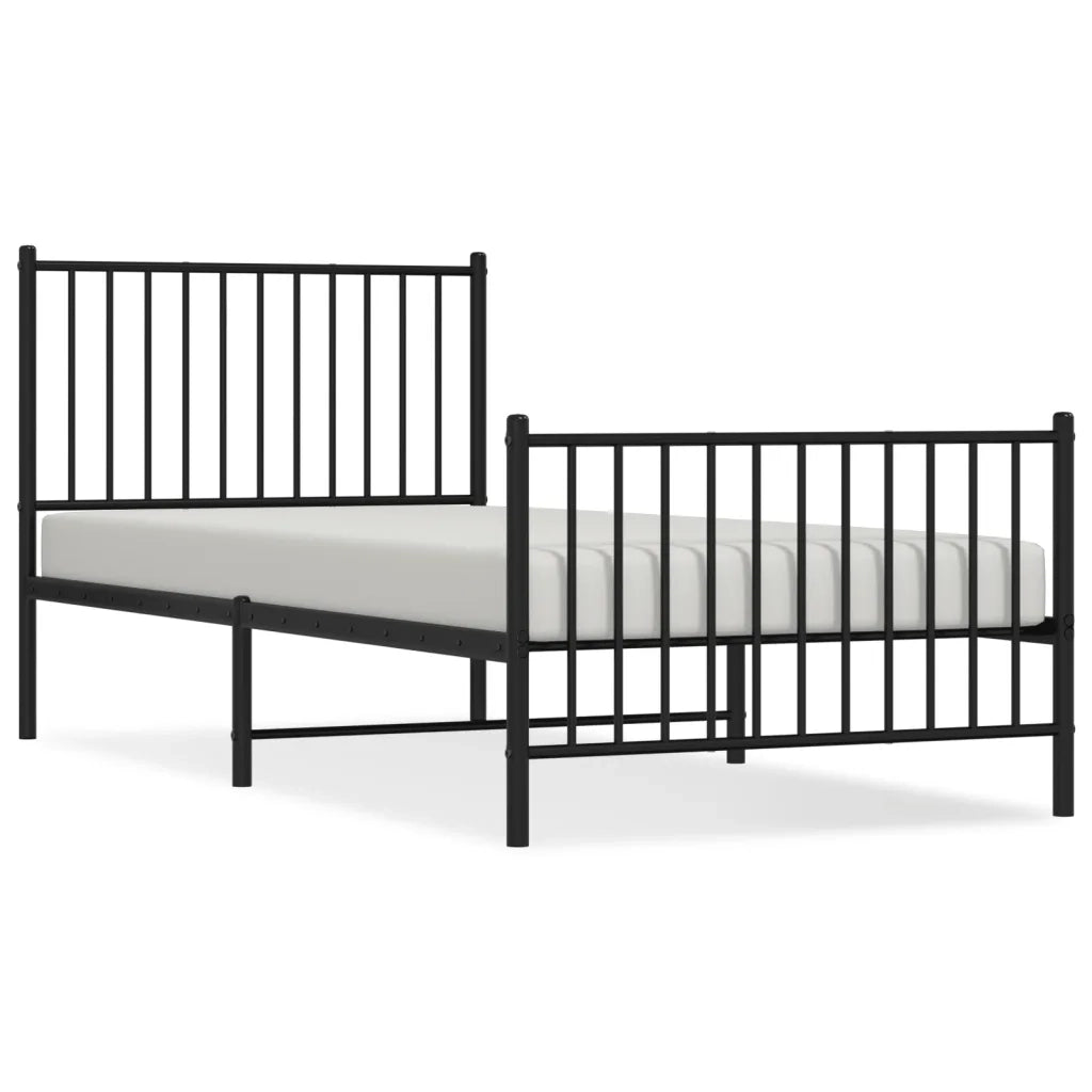 Giroletto con Testiera e Pediera Metallo Nero 90x200 cm 350875