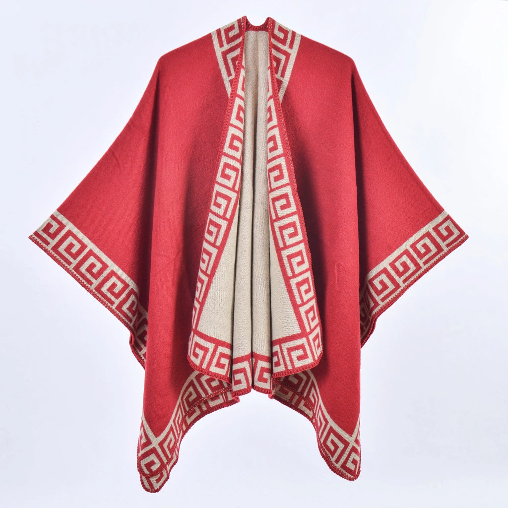Nuova sciarpa/scialle da donna double-face in cashmere, stile retr¨°, spessa, con spacco.