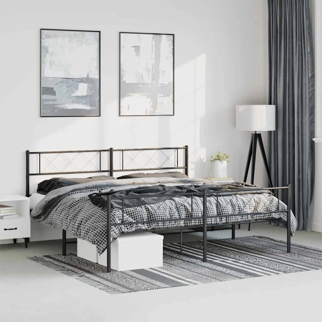 Giroletto con Testiera e Pediera Metallo Nero 183x213 cmcod mxl 106515