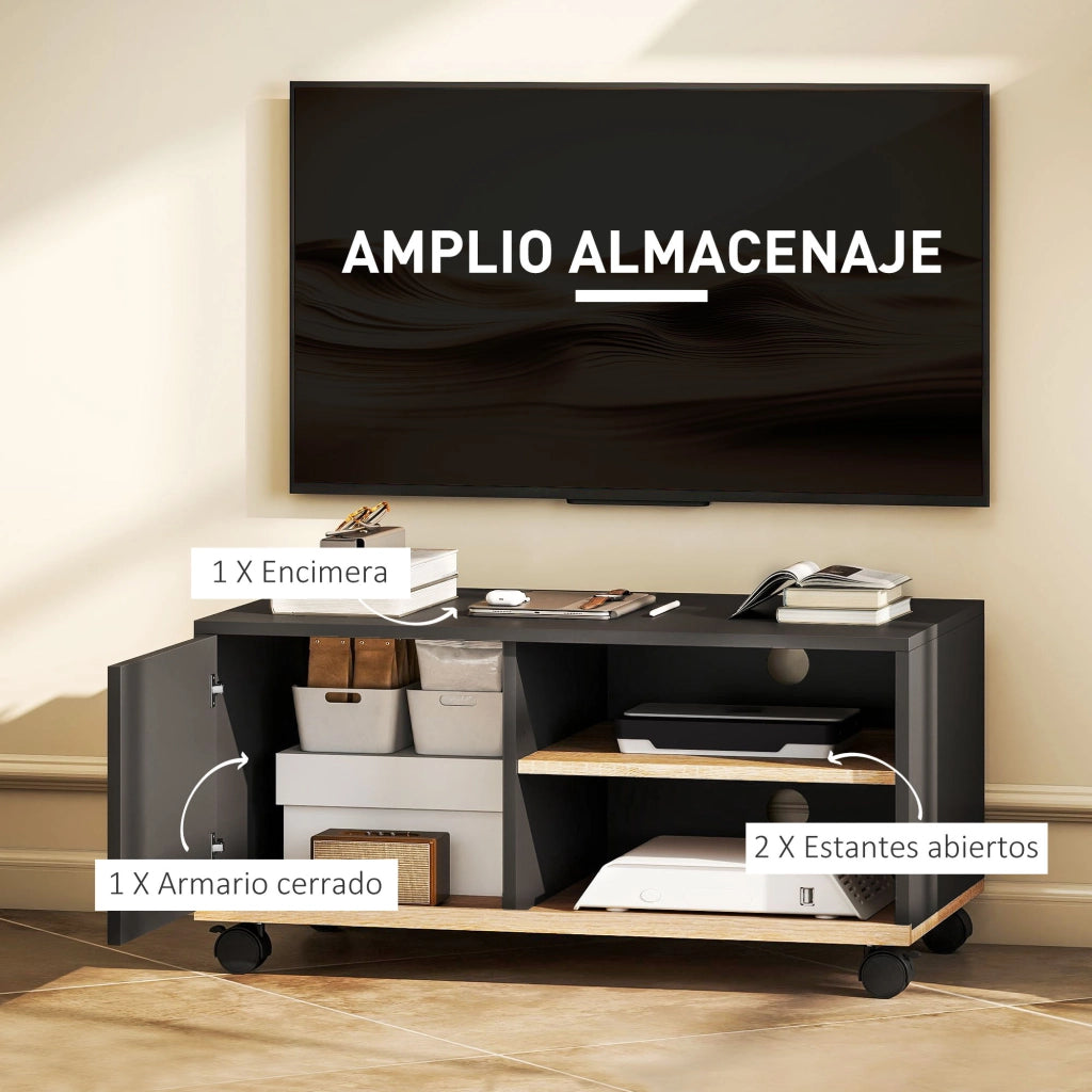 Mobile TV con Ruote ¨C zephmum ¨C Nero 80x45x41 cm