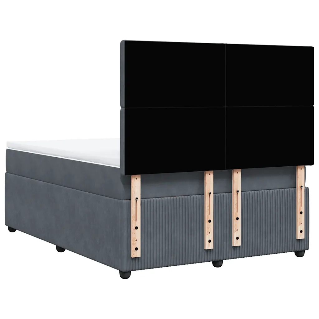 Giroletto a Molle con Materasso Grigio Scuro 160x200 cm Velluto