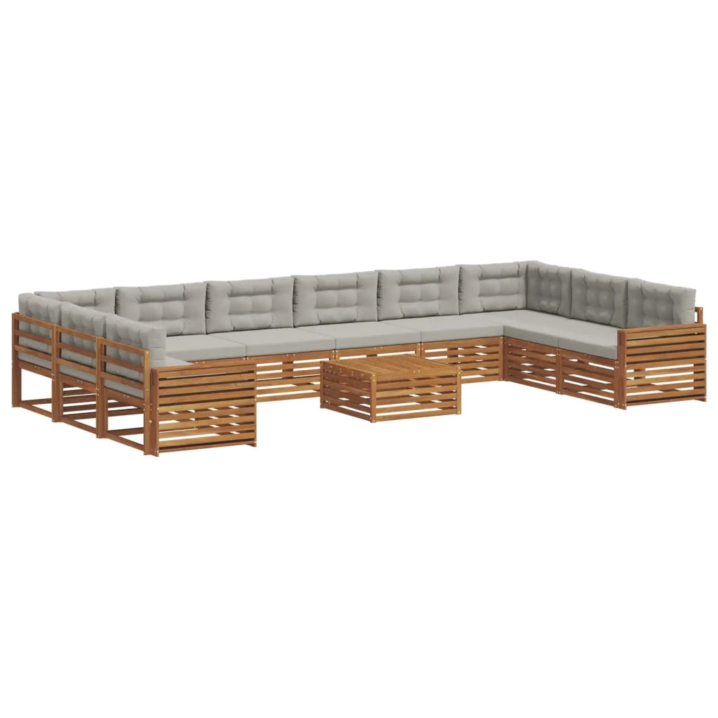 Set divani con cuscino 11 pcs Grigio Naturale e Chiaro 3374256