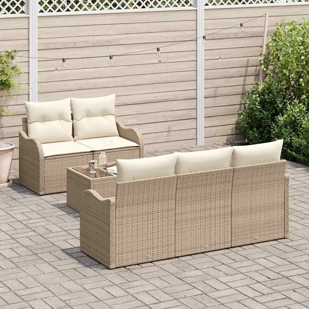 Set Divano da Giardino Beige polyrattan
