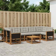 Set di divani da esterno 8 pcs Naturale e Grigio Chiaro