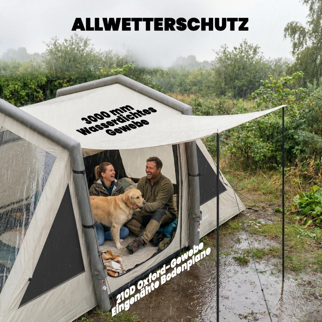 Tenda Gonfiabile 4 Persone con 2 Camere e Anticamera ¨C zephmum ¨C Verde