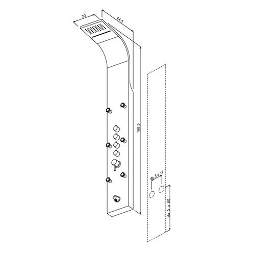 PARETE ATTREZZATA MULTIFUNZIONE MOD. NIAGARA INOX LUCIDO- Acciaio inox lucidato- METAF- pezzi 1