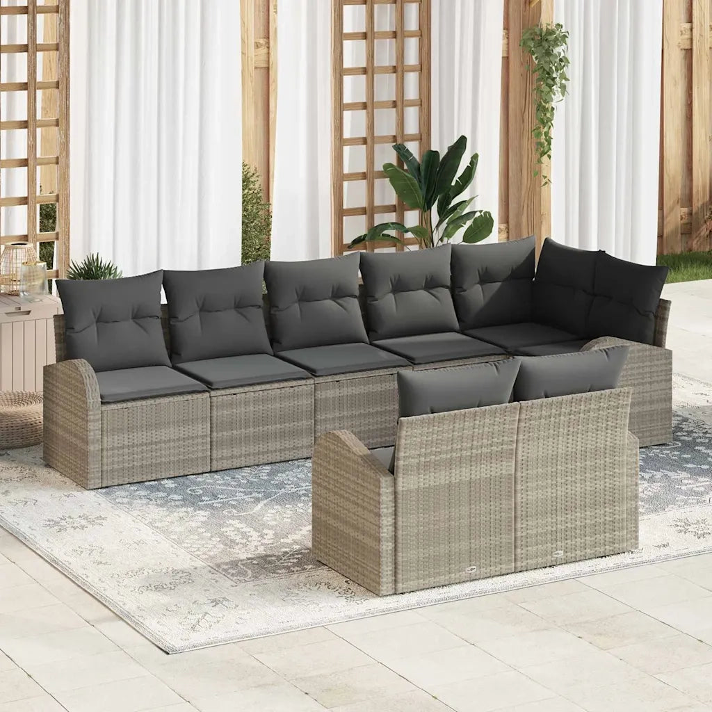 Set Divano da Giardino 8 pcs Grigio chiaro polyrattan 3354761