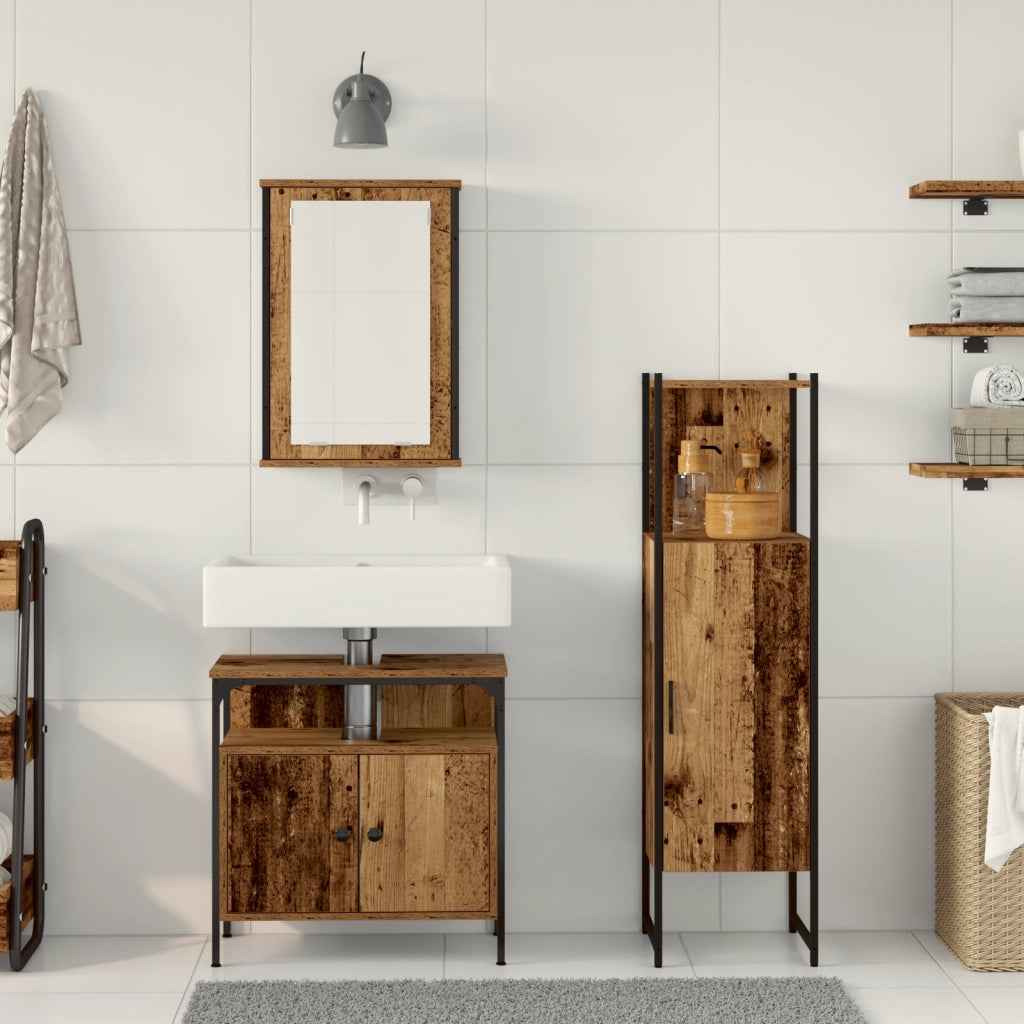 Set mobili bagno 3 pezzi Legno invecchiato Legno ingegnerizzato