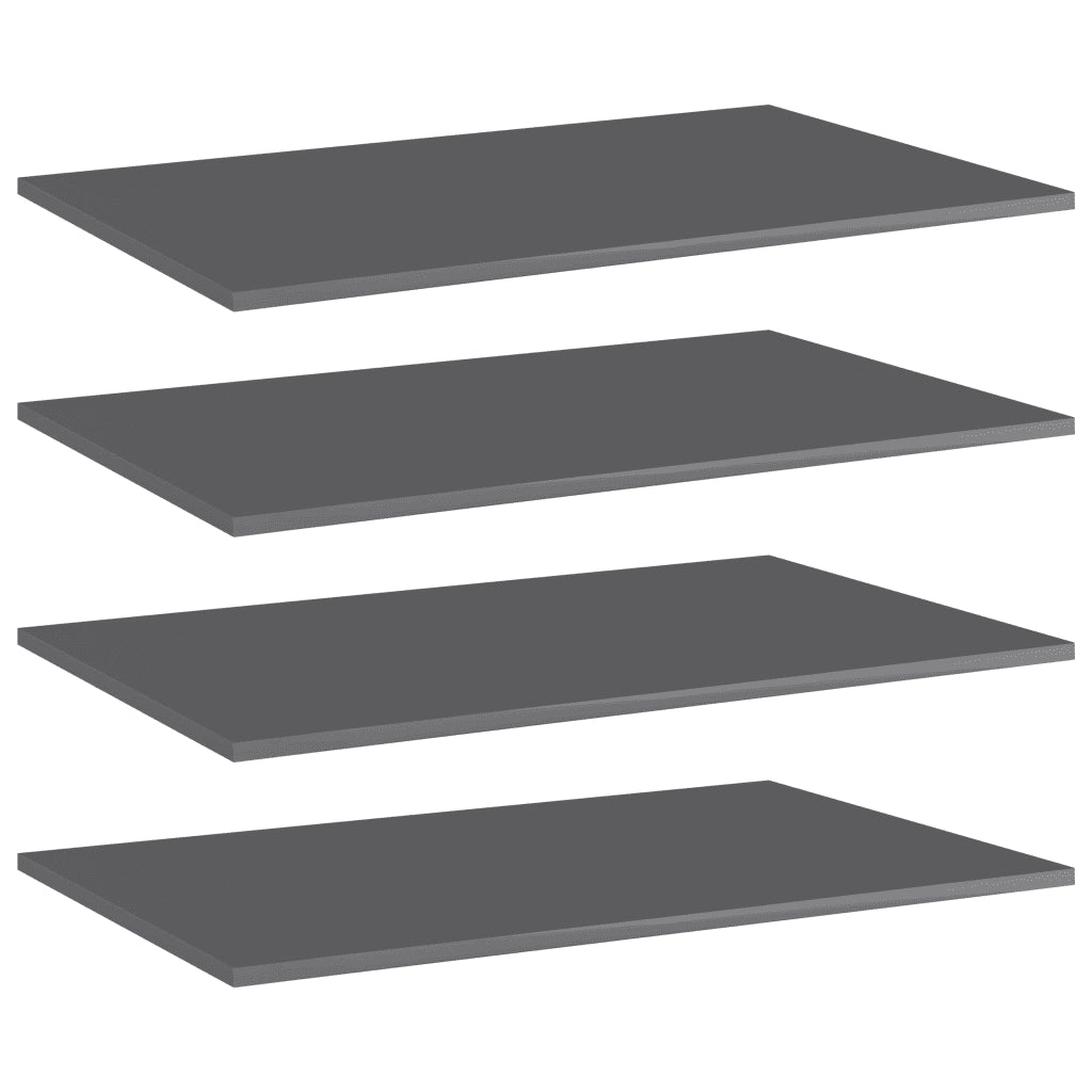 Ripiani per Libreria 4 pz Grigio Lucido 80x50x1,5 cm Truciolato cod mxl 59806