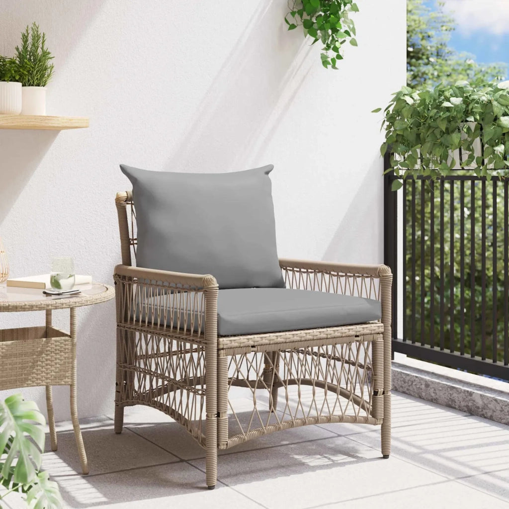 Sedia da Giardino | Sedie da Esterno con cuscino Beige 73 x 61 x 77 cm polyrattan