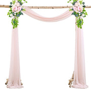 Slender Chiffon, tenda da sposa con nastri, tessuto chiffon drappeggiato per decorazione cerimoniale, sfondo, tenda da festa di seta - Rosa naturale - 75*600cm
