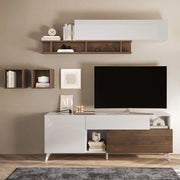 Porta Tv Marion 180 cm in bianco lucido e mercure