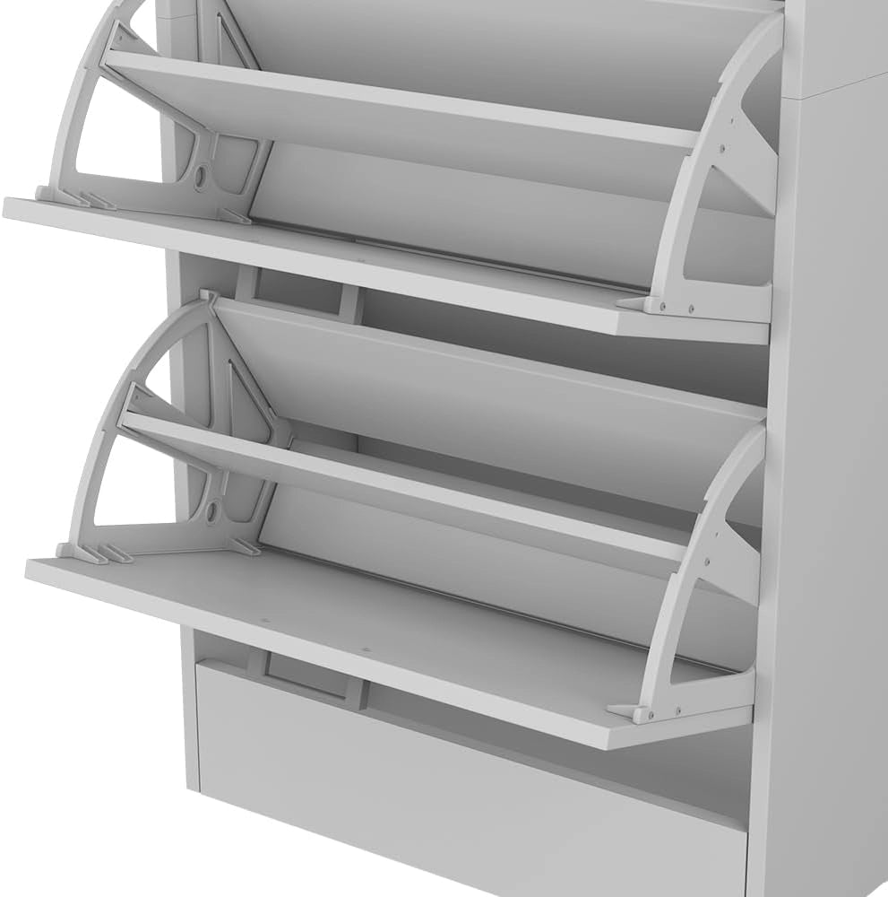 Vicco Scarpiera da ingresso Gregor, Bianco, 63 x 150 cm, per la conservazione delle scarpe e combinabile con scaffali