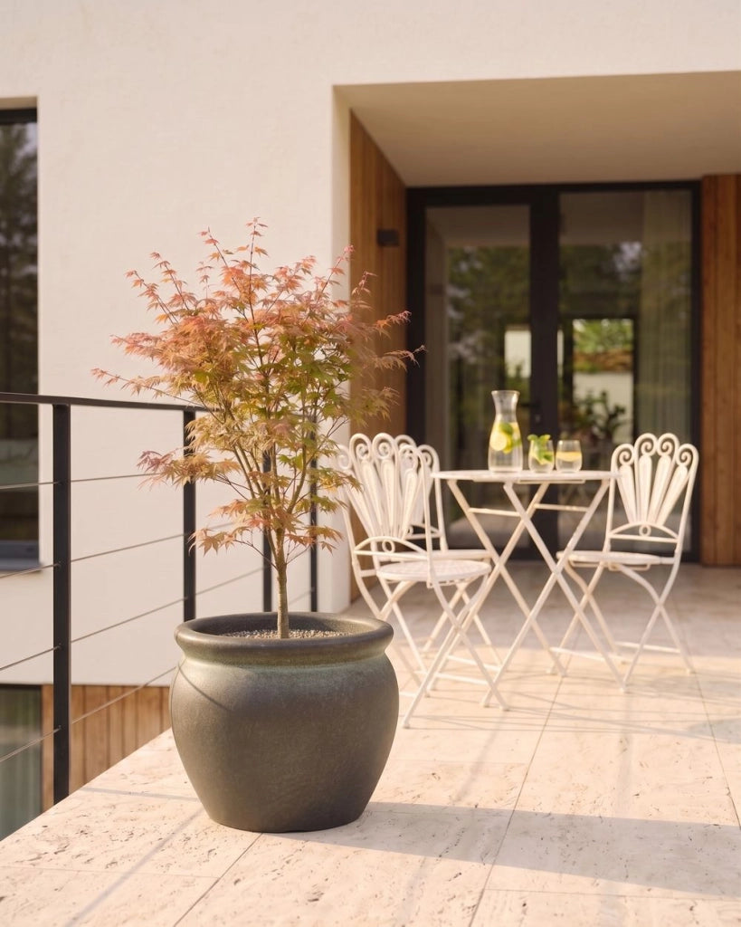 Vaso da fiori alto in pietra per giardino, per interni ed esterni 45x38 cm nero giardino terrazzo