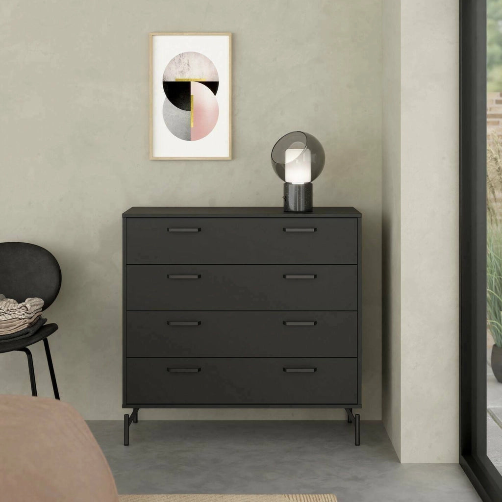 Cassettiera Puglia, Settimino multiuso, Comò camera da letto, Mobile con cassetti, 99x40 h96 cm, Nero